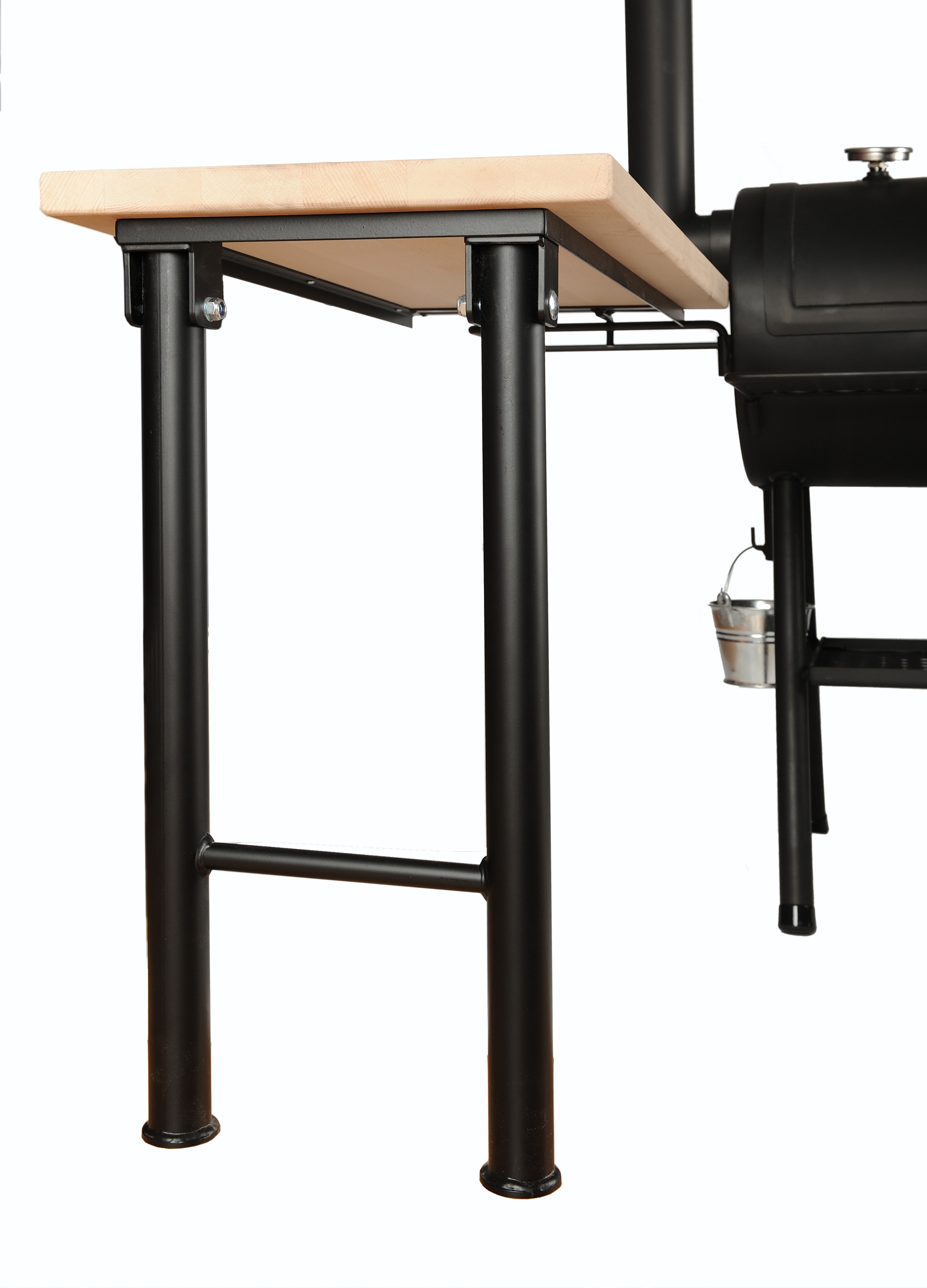 Seitentisch mit massiver Holzplatte und höhenverstellbaren Beinen,