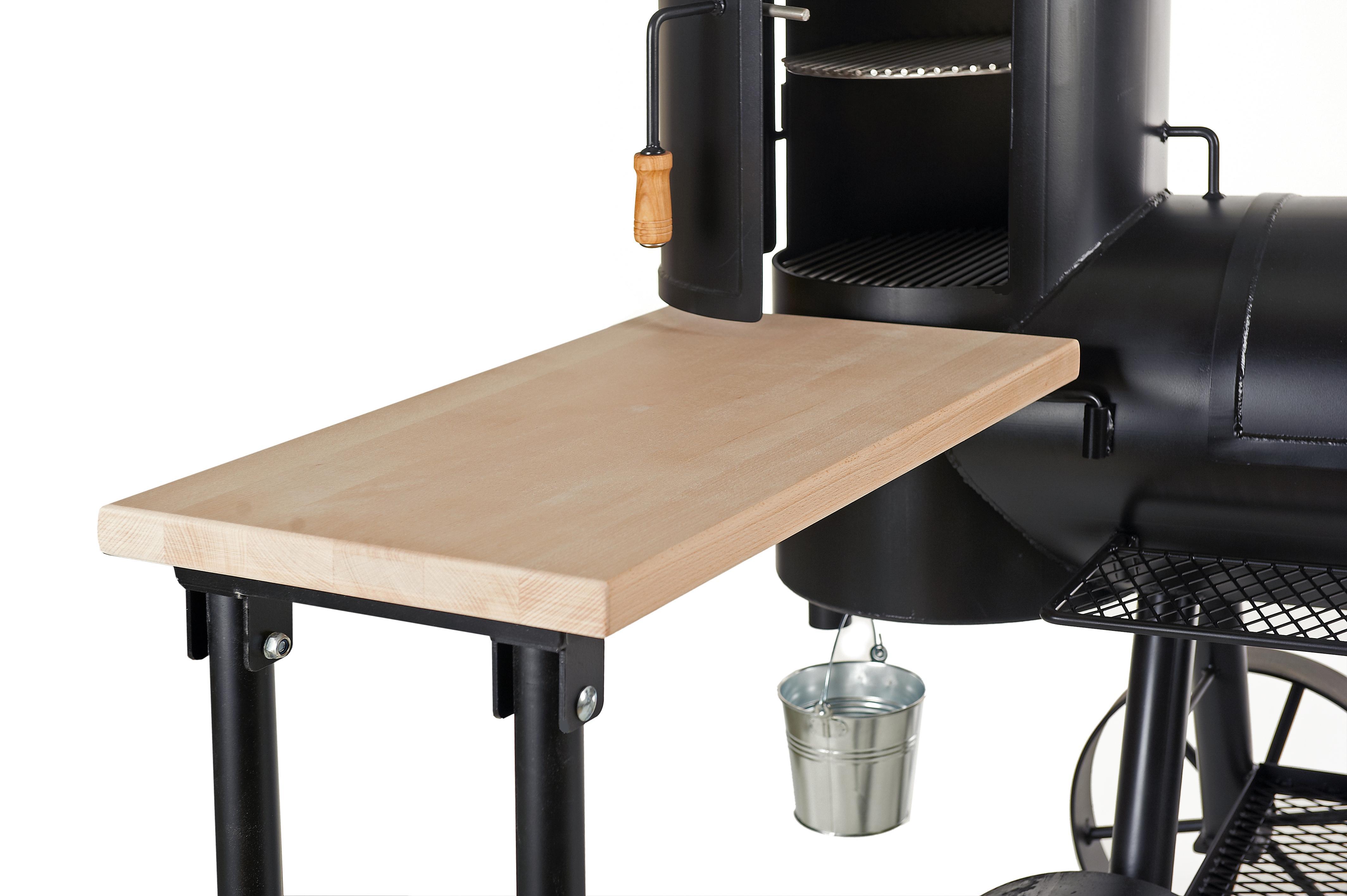 Seitentisch mit massiver Holzplatte und höhenverstellbaren Beinen,