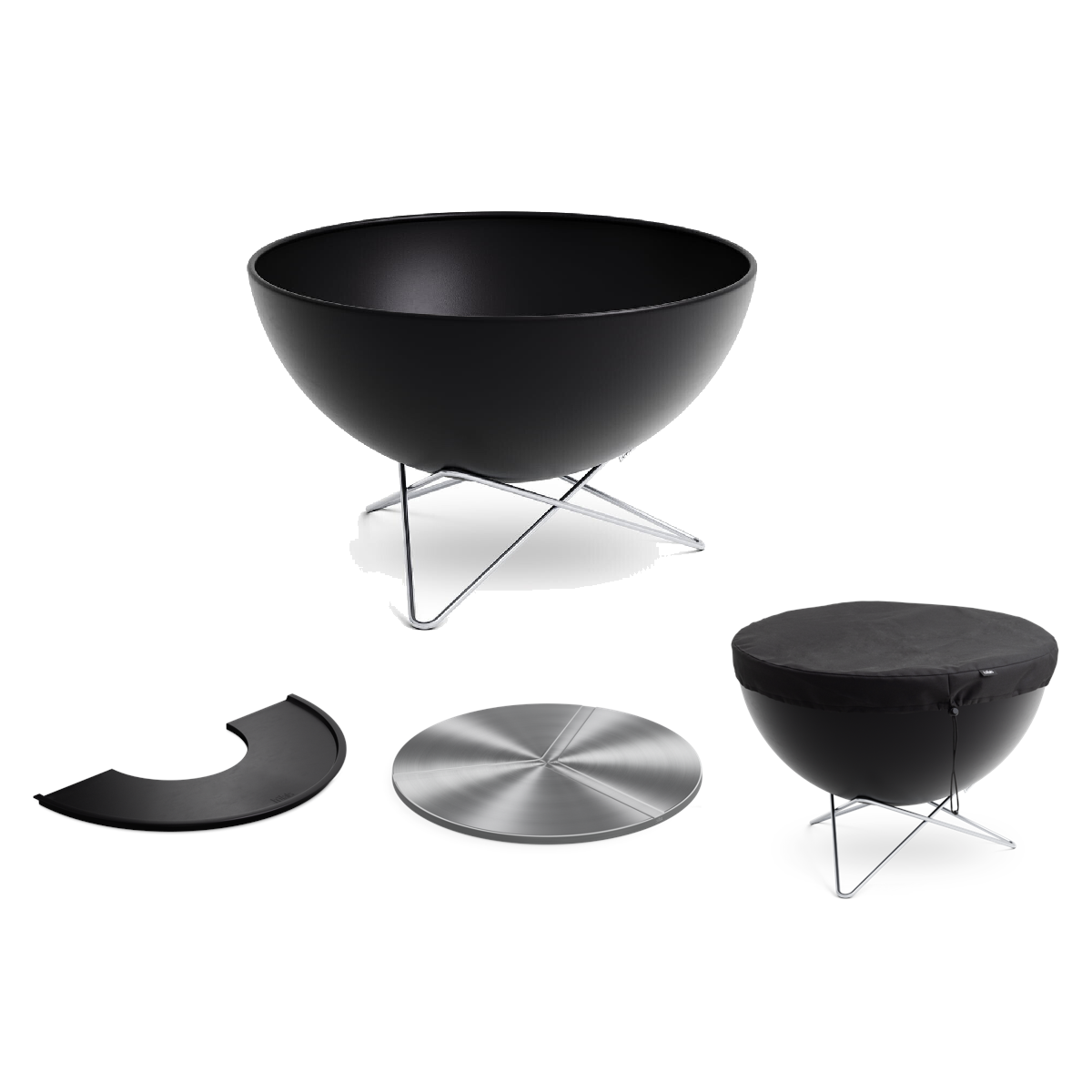 BOWL 70 Feuerschale mit Sternfuß inkl. Plancha, Abdeckhaube und Deckel