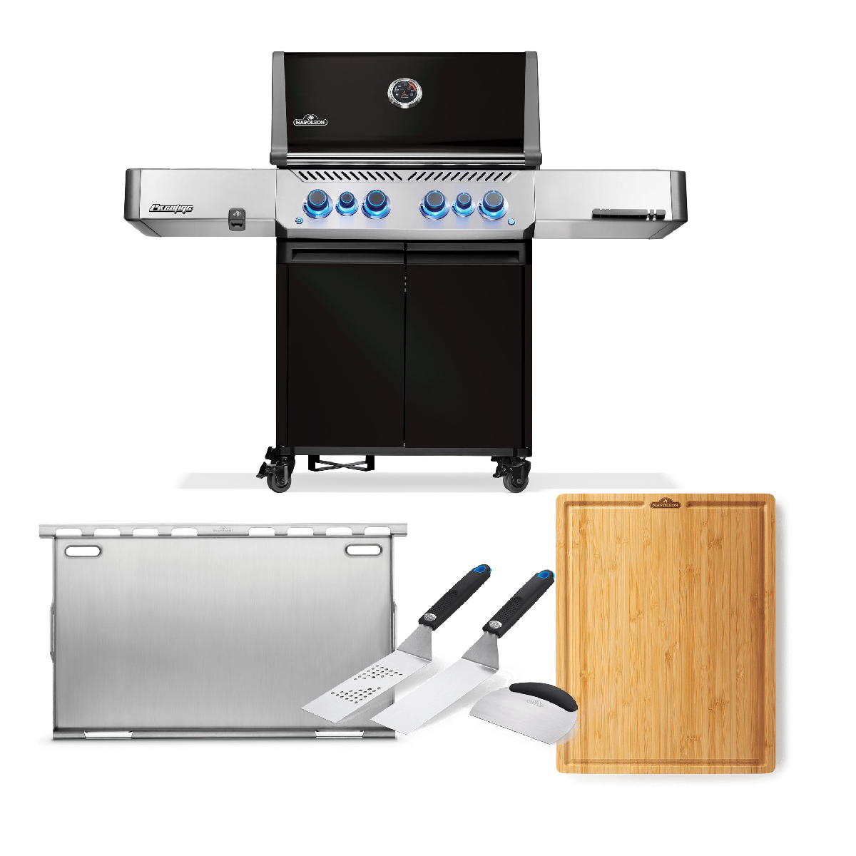 Napoleon Gasgrill Prestige 500, Schwarz Modell 2025 inkl. Full  size Plancha, Plancha Tool Set und Schneidbrett