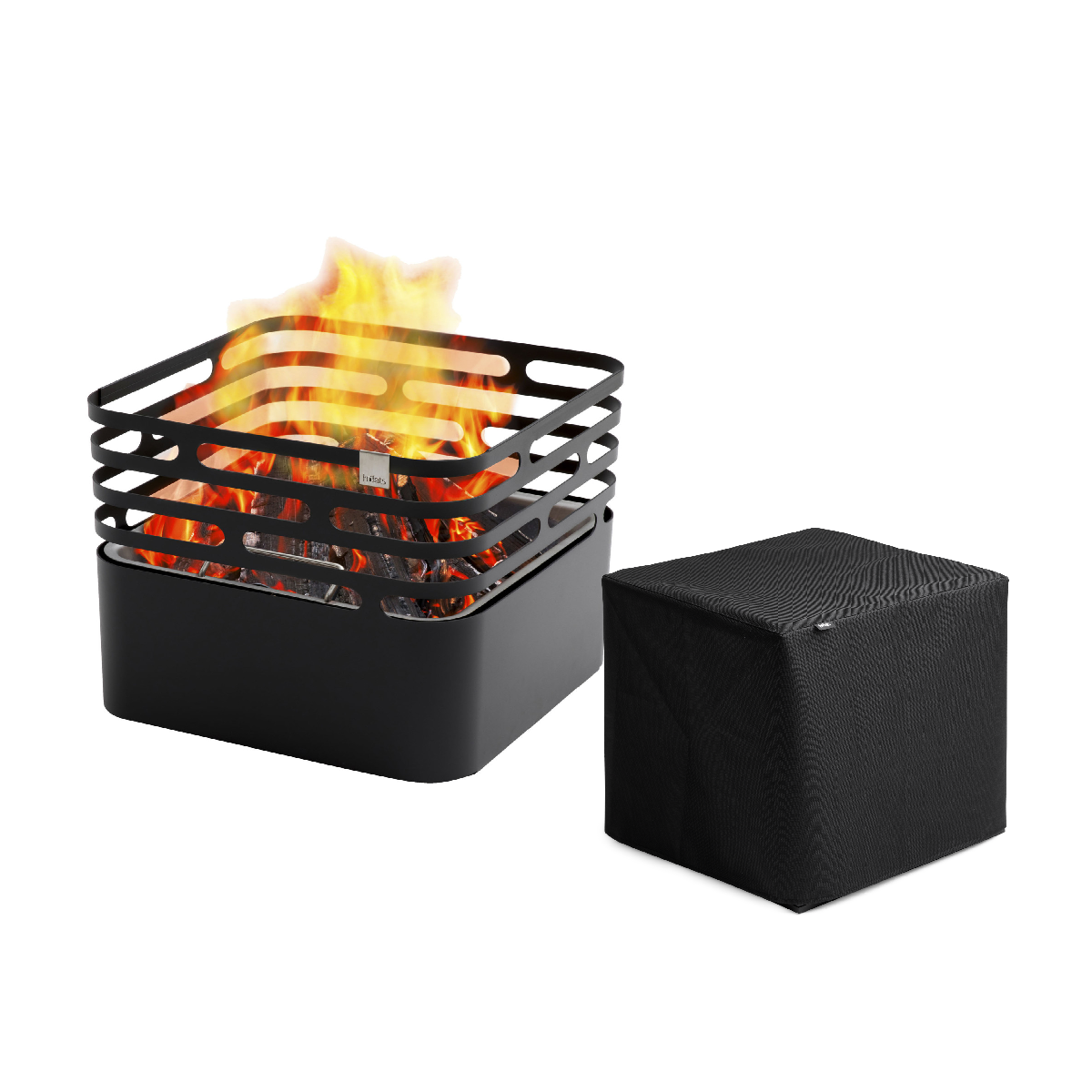 CUBE Feuerkorb schwarz inkl. CUBE Abdeckhaube