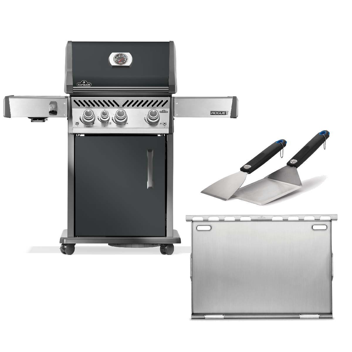 Napoleon Gasgrill Rogue Pro 425 Rauchgrau mit Sizzle Zone inkl. Full Size Plancha & Tool-Set 