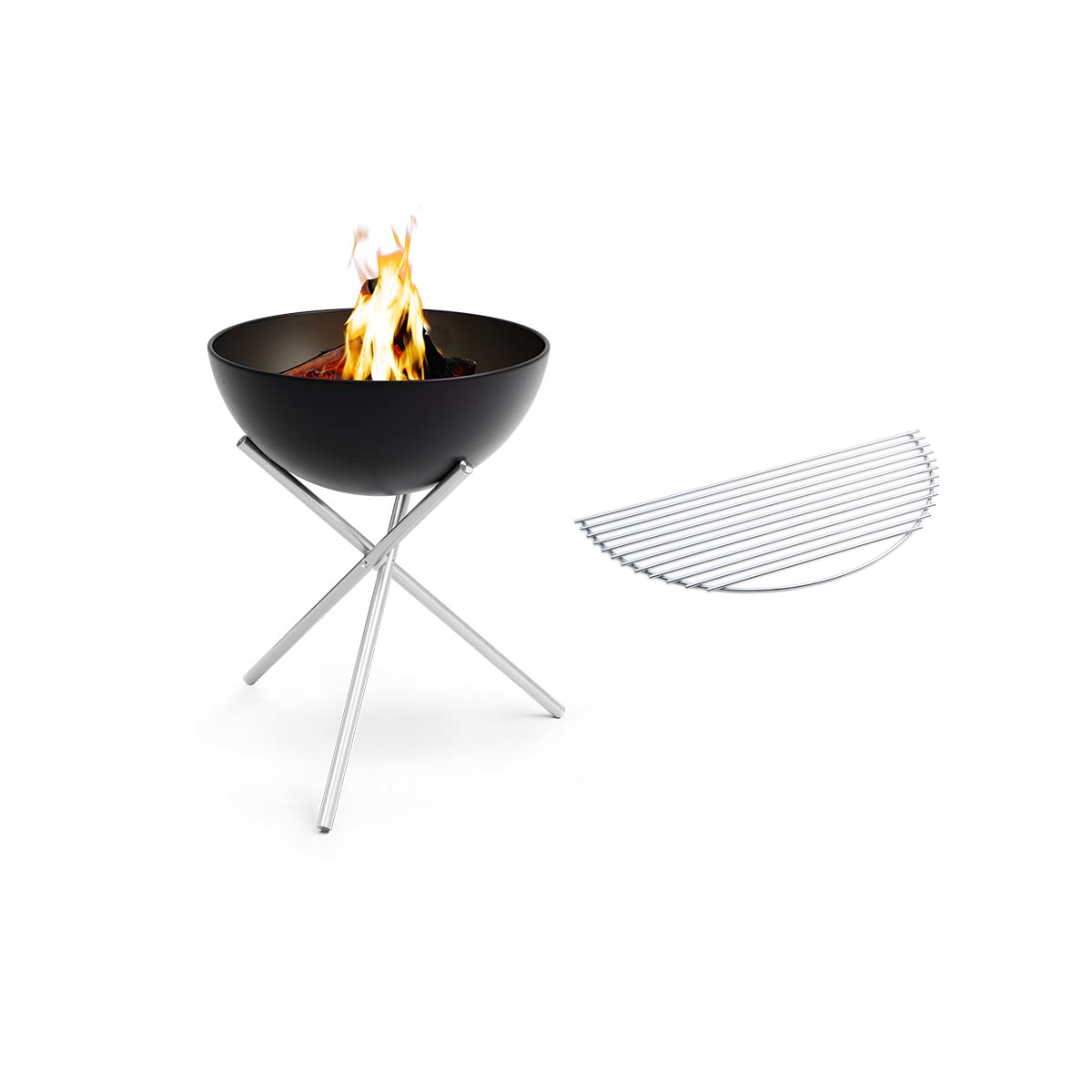 BOWL 57 Feuerschale mit Dreibein inkl. Grillrost