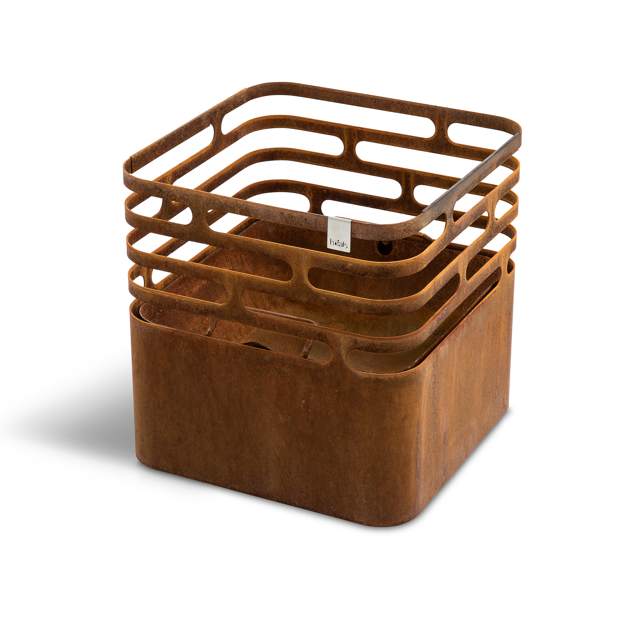 CUBE Feuerkorb rostig