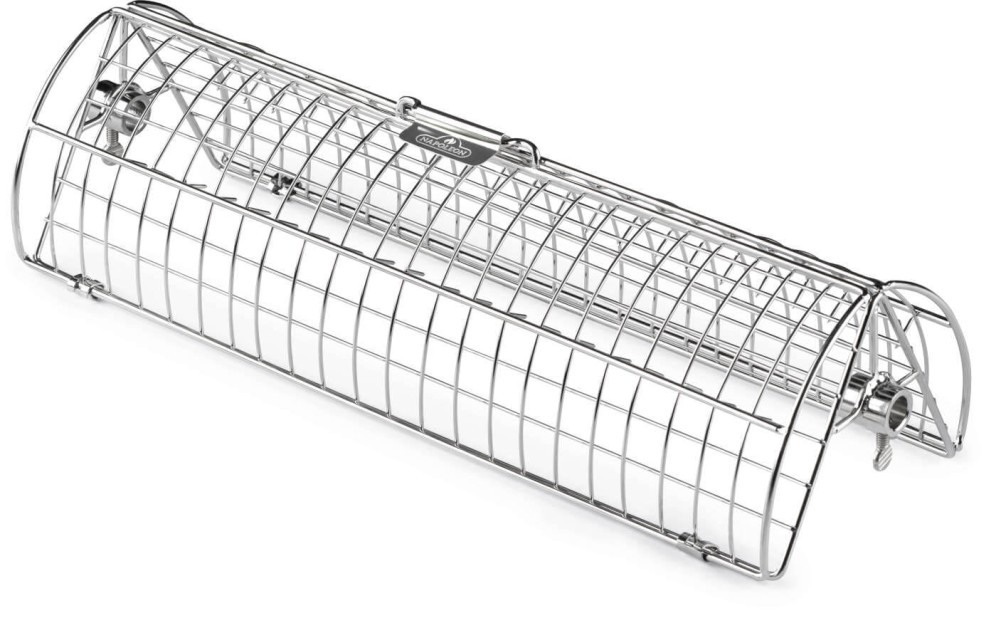 Flacher Drehspieß-Korb aus Edelstahl