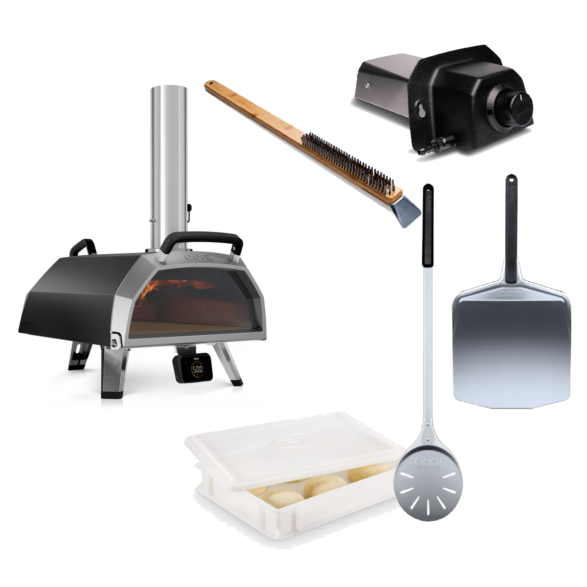 Ooni Karu 2 Pro Multi-Brennstoff Outdoor Pizzaofen inkl. Gasbrenner, Ofen-Bürste, 14" Schieber, Wender und Ballenbox