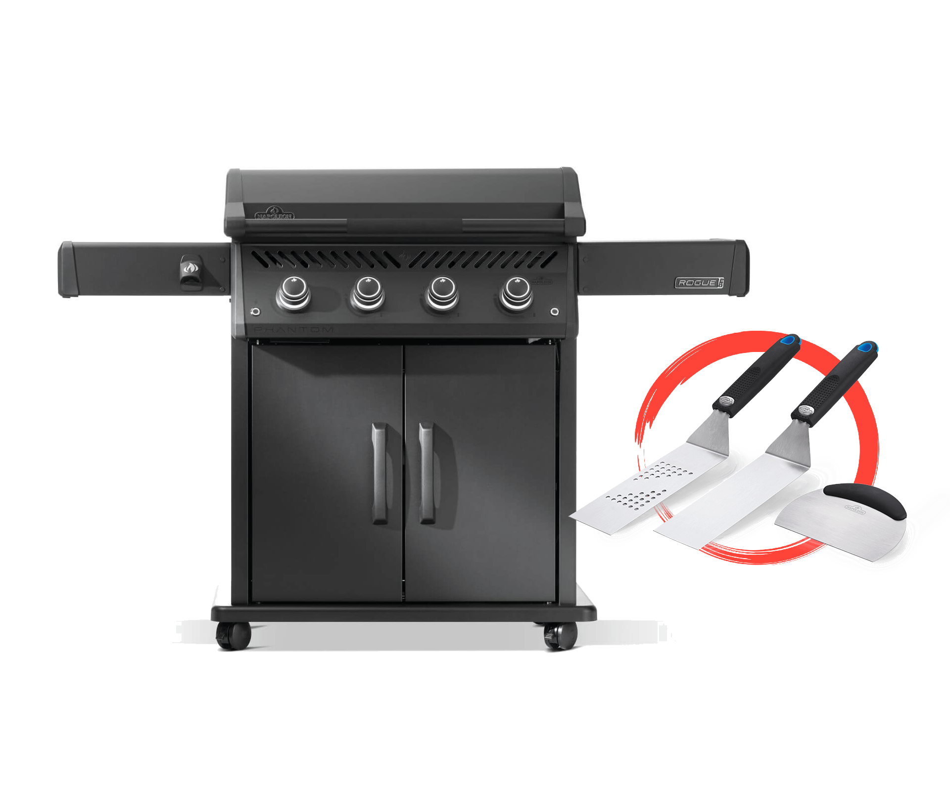 Napoleon Plancha Grill Phantom Rogue Pro 30 - mattschwarz inkl. 3tlg. Napoleon Plancha-Set -SUMMER-SALE-