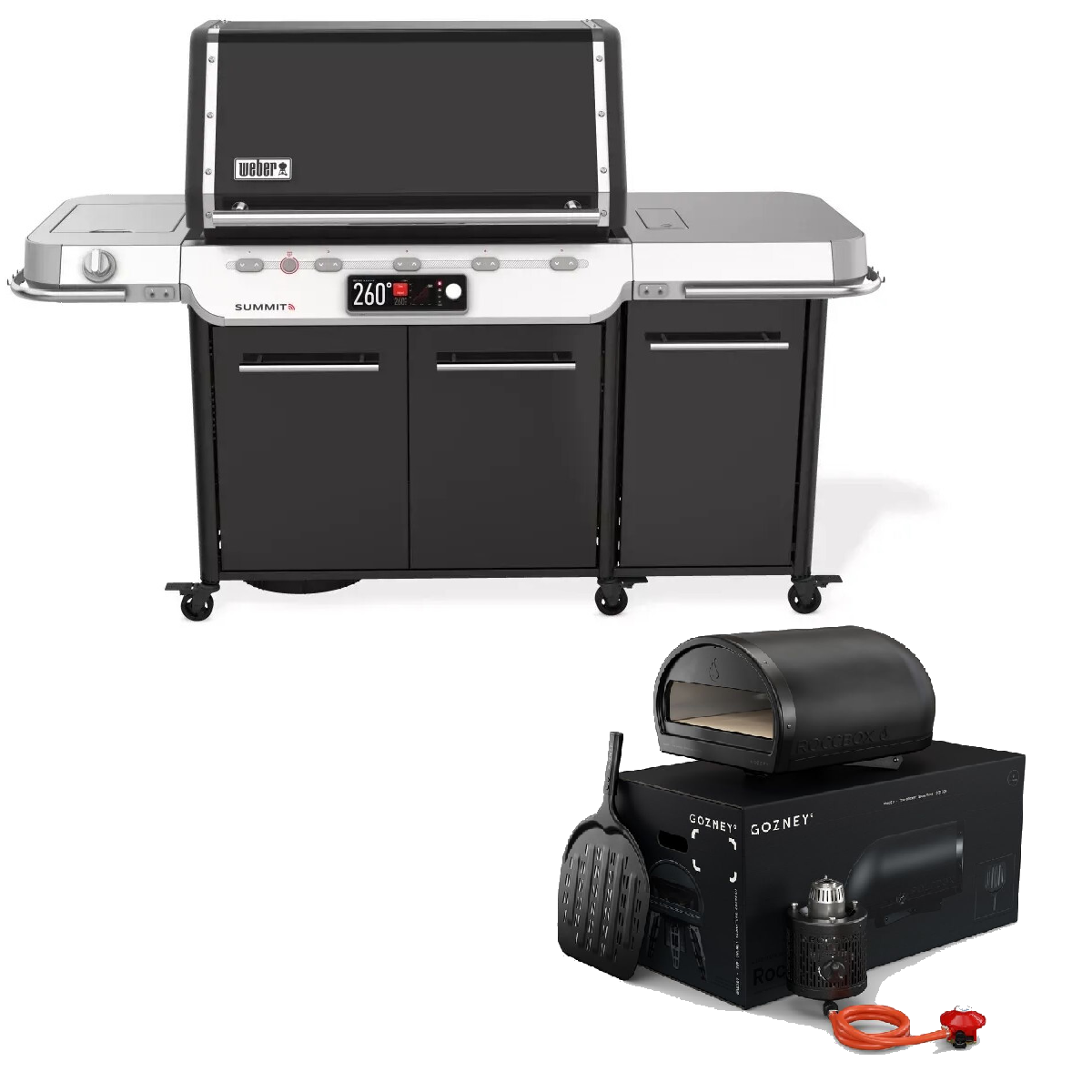 Summit FS38X E Smart Grill, Black inkl. Gozney Gas-Pizzaofen Roccbox